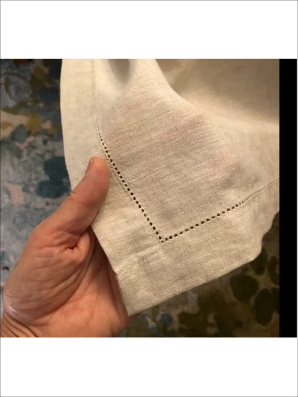 100% Stonewashed French Linen Hemstitch Tablecloth 60x84 Rectangle Machine